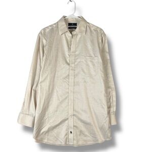 Hart Schaffner Marx Shirt Men 16-33 L Cream Longsleeve Dress Shirt Pima Cotton
